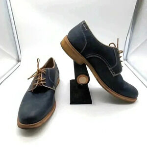 Johnson and Murphy J&M 1850 Navy Plain Toe Crepe Sole Oxford sz 10.5